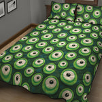 Monster Eyes Pattern Print Quilt Bed Set
