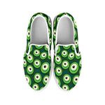 Monster Eyes Pattern Print White Slip On Shoes