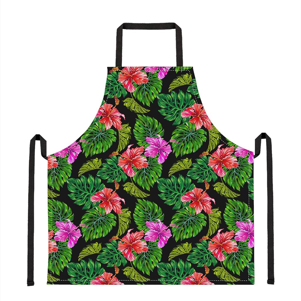 Monstera Hibiscus Hawaii Pattern Print Apron