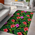Monstera Hibiscus Hawaii Pattern Print Floor Mat