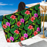 Monstera Hibiscus Hawaii Pattern Print Beach Sarong Wrap