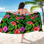 Monstera Hibiscus Hawaii Pattern Print Beach Sarong Wrap