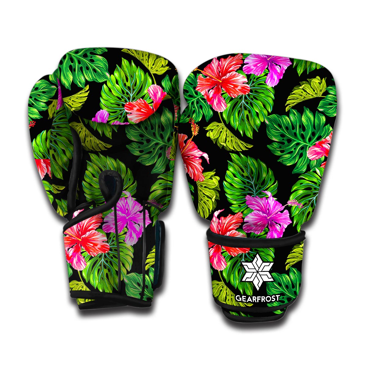 Monstera Hibiscus Hawaii Pattern Print Boxing Gloves