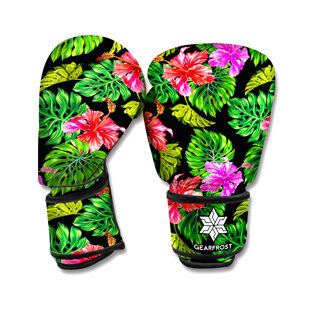 Monstera Hibiscus Hawaii Pattern Print Boxing Gloves