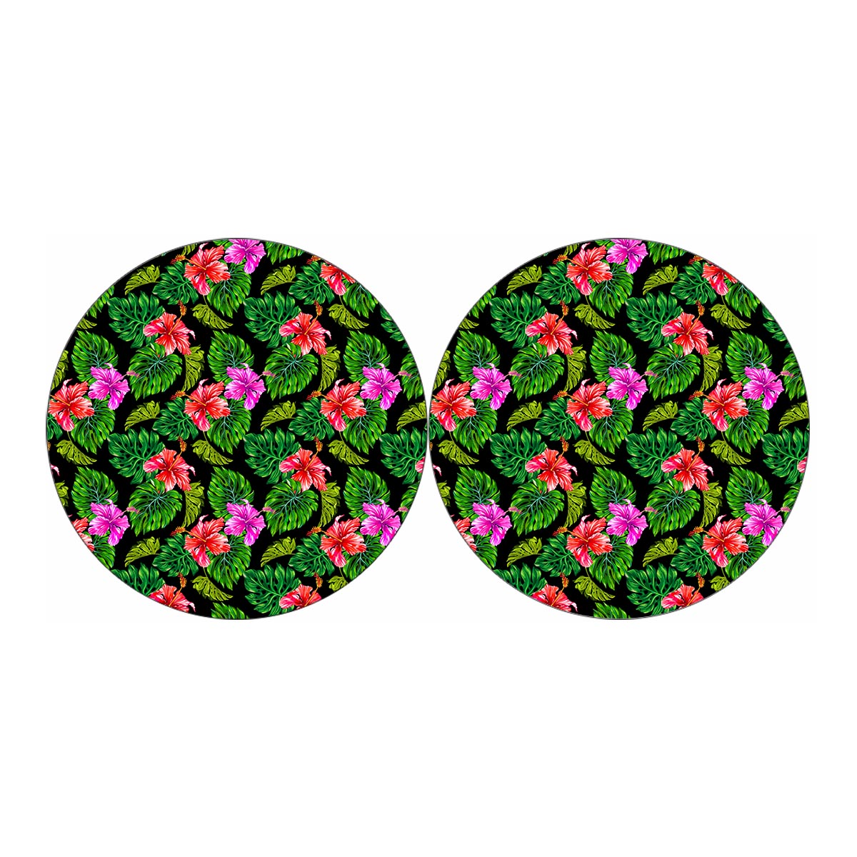 Monstera Hibiscus Hawaii Pattern Print Car Coasters