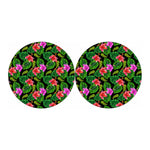 Monstera Hibiscus Hawaii Pattern Print Car Coasters