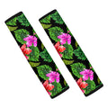 Monstera Hibiscus Hawaii Pattern Print Car Seat Belt Covers