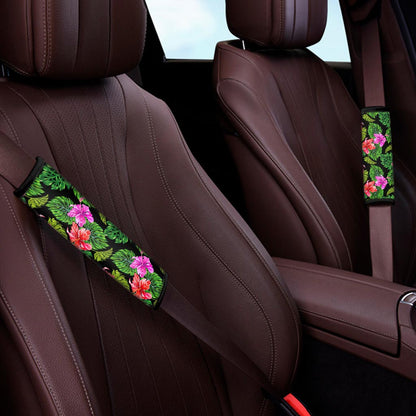 Monstera Hibiscus Hawaii Pattern Print Car Seat Belt Covers