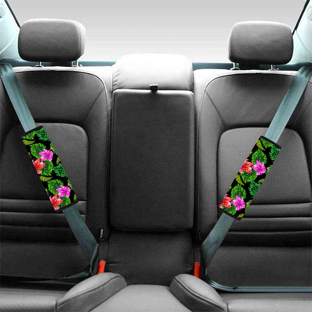 Monstera Hibiscus Hawaii Pattern Print Car Seat Belt Covers