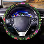 Monstera Hibiscus Hawaii Pattern Print Car Steering Wheel Cover
