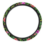 Monstera Hibiscus Hawaii Pattern Print Car Steering Wheel Cover