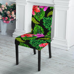 Monstera Hibiscus Hawaii Pattern Print Dining Chair Slipcover