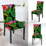 Monstera Hibiscus Hawaii Pattern Print Dining Chair Slipcover