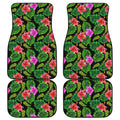 Monstera Hibiscus Hawaii Pattern Print Front and Back Car Floor Mats