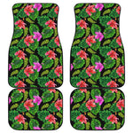 Monstera Hibiscus Hawaii Pattern Print Front and Back Car Floor Mats