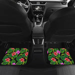 Monstera Hibiscus Hawaii Pattern Print Front and Back Car Floor Mats