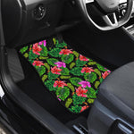 Monstera Hibiscus Hawaii Pattern Print Front and Back Car Floor Mats