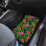 Monstera Hibiscus Hawaii Pattern Print Front and Back Car Floor Mats