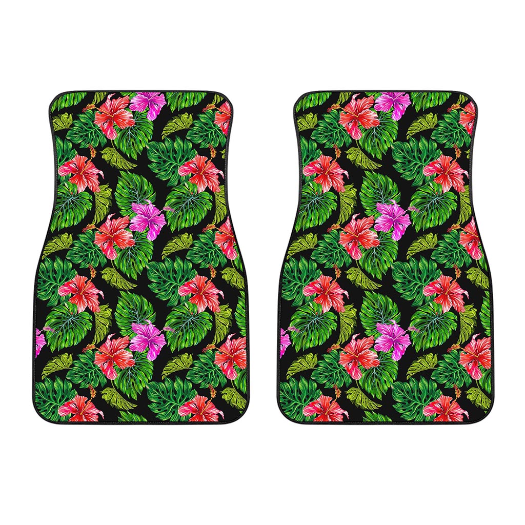 Monstera Hibiscus Hawaii Pattern Print Front Car Floor Mats