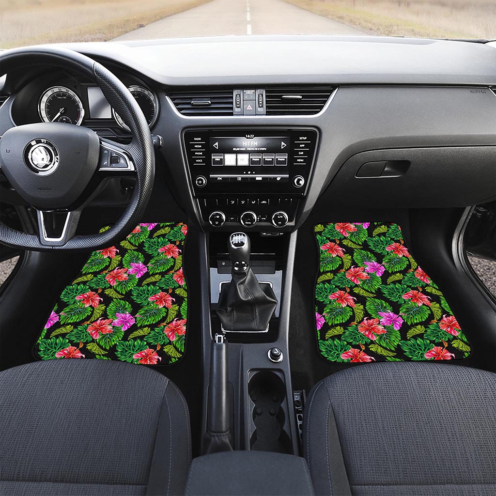 Monstera Hibiscus Hawaii Pattern Print Front Car Floor Mats
