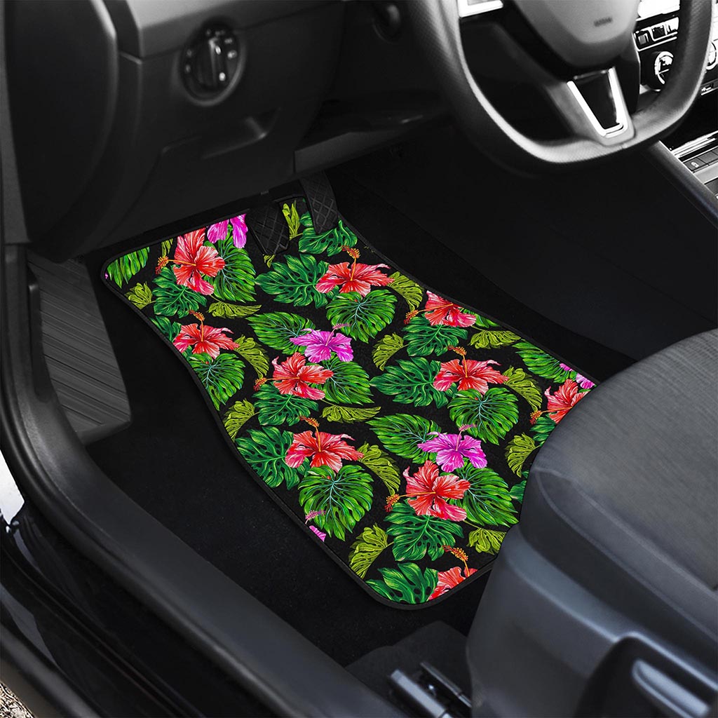 Monstera Hibiscus Hawaii Pattern Print Front Car Floor Mats