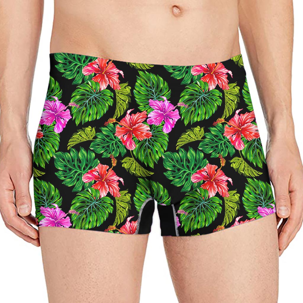 Monstera Hibiscus Hawaii Pattern Print Men's Boxer Briefs