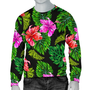 Monstera Hibiscus Hawaii Pattern Print Men's Crewneck Sweatshirt GearFrost