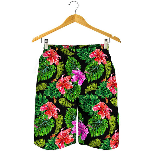 Monstera Hibiscus Hawaii Pattern Print Men's Shorts