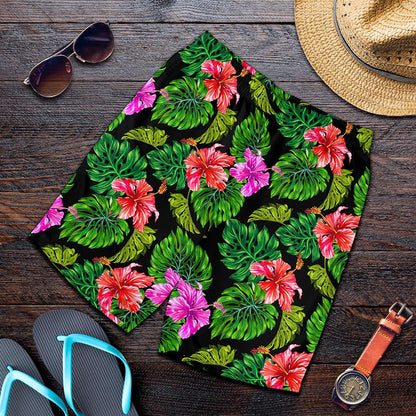 Monstera Hibiscus Hawaii Pattern Print Men's Shorts