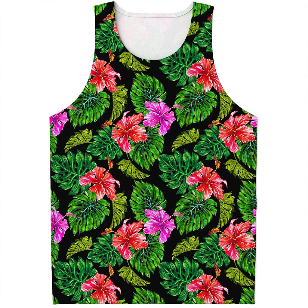 Monstera Hibiscus Hawaii Pattern Print Men's Tank Top