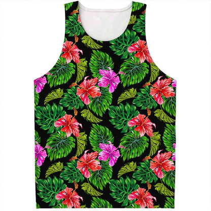 Monstera Hibiscus Hawaii Pattern Print Men's Tank Top