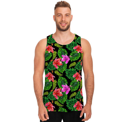 Monstera Hibiscus Hawaii Pattern Print Men's Tank Top