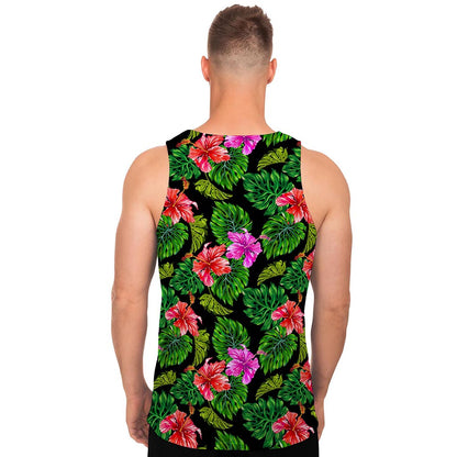 Monstera Hibiscus Hawaii Pattern Print Men's Tank Top