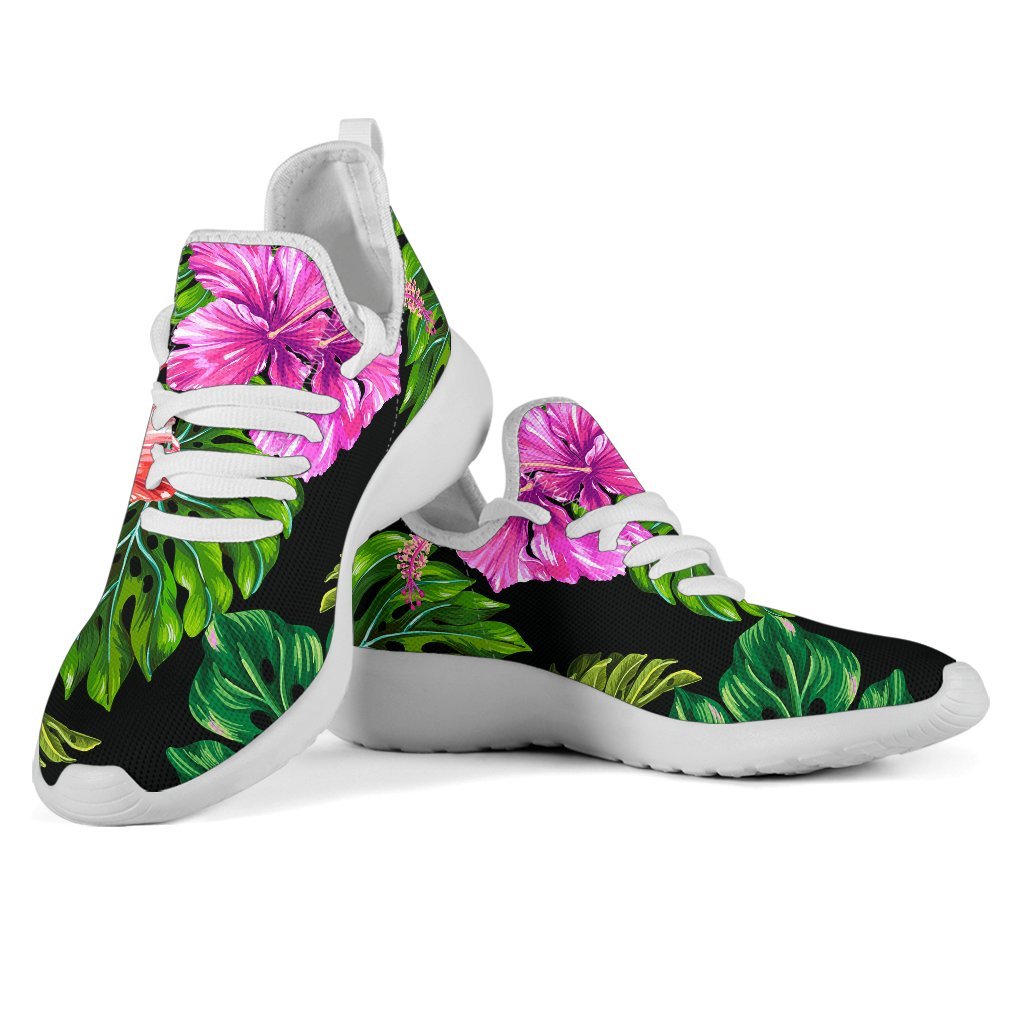 Monstera Hibiscus Hawaii Pattern Print Mesh Knit Shoes GearFrost