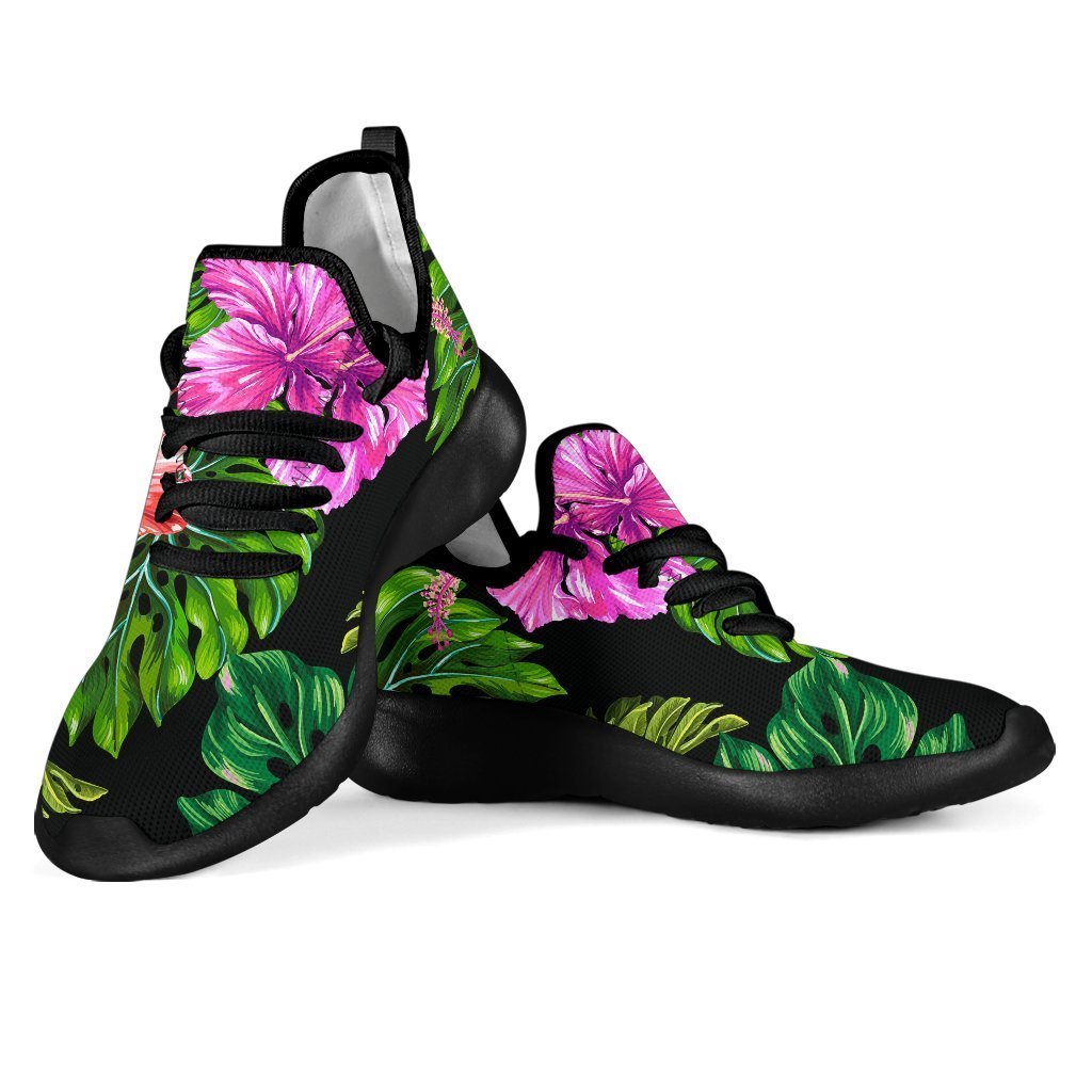 Monstera Hibiscus Hawaii Pattern Print Mesh Knit Shoes GearFrost