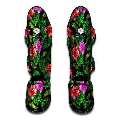 Monstera Hibiscus Hawaii Pattern Print Muay Thai Shin Guard