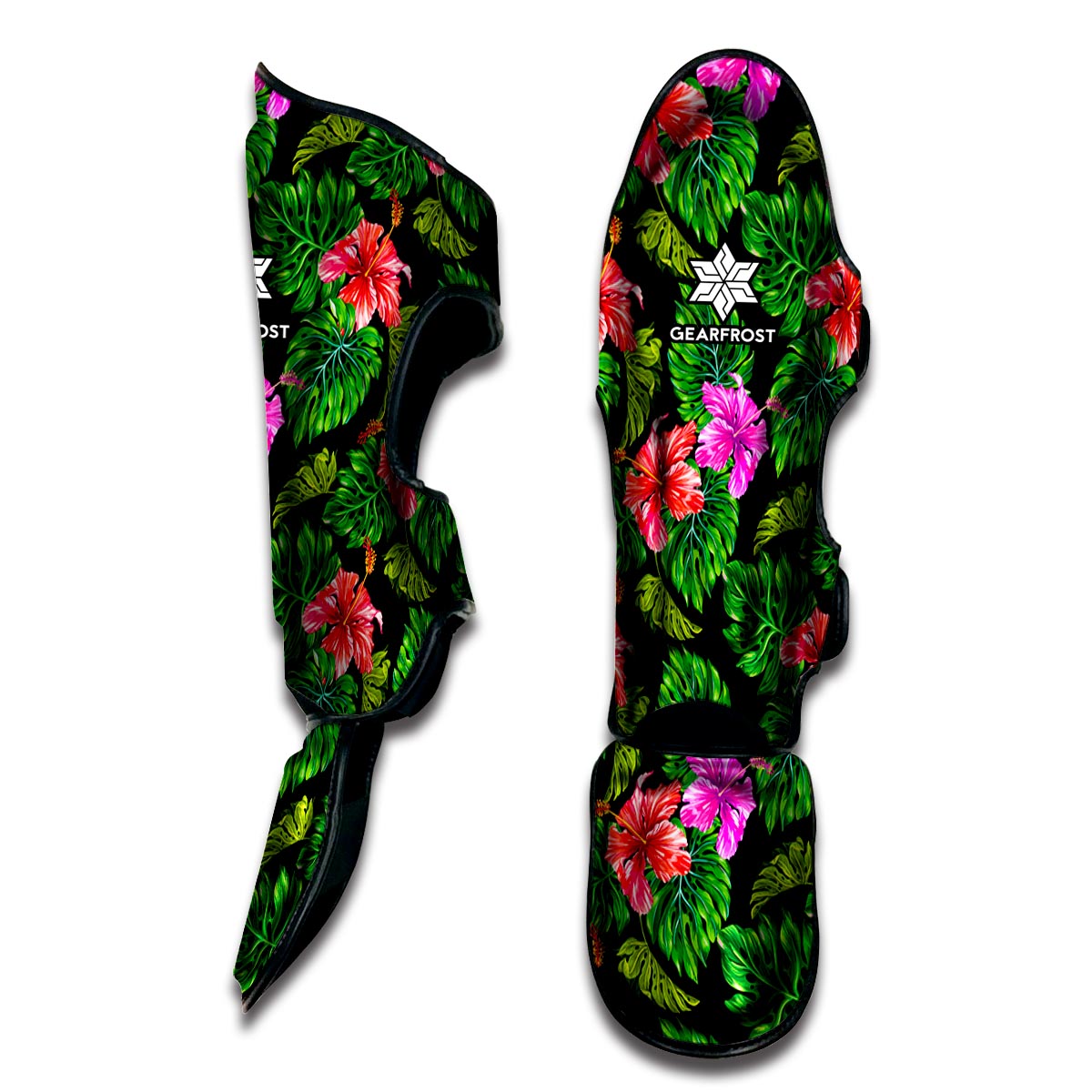 Monstera Hibiscus Hawaii Pattern Print Muay Thai Shin Guard