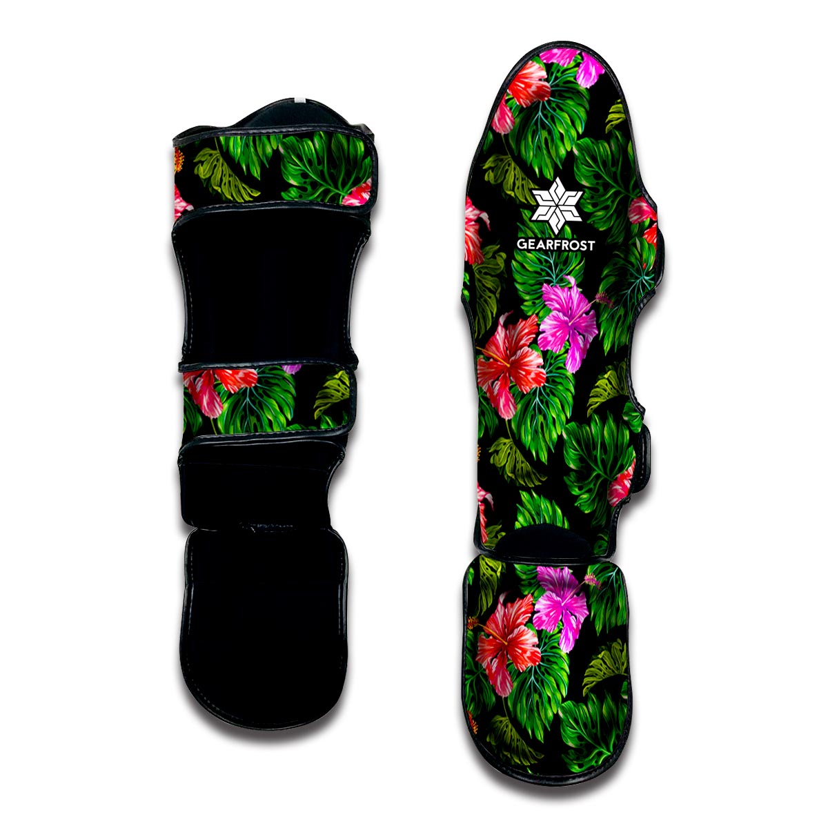Monstera Hibiscus Hawaii Pattern Print Muay Thai Shin Guard