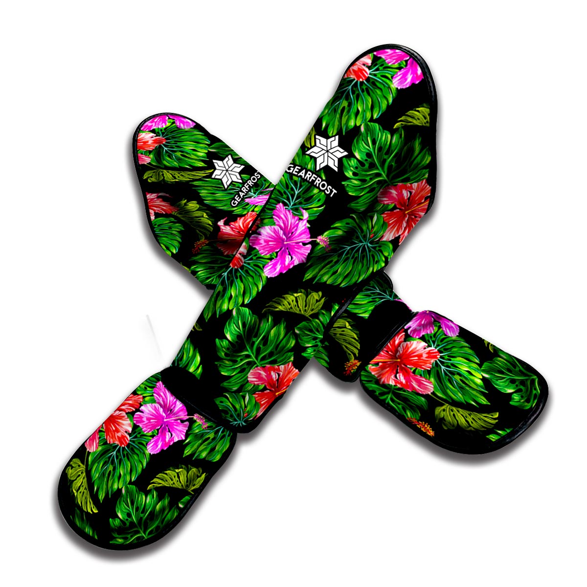 Monstera Hibiscus Hawaii Pattern Print Muay Thai Shin Guard