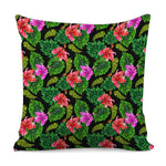 Monstera Hibiscus Hawaii Pattern Print Pillow Cover
