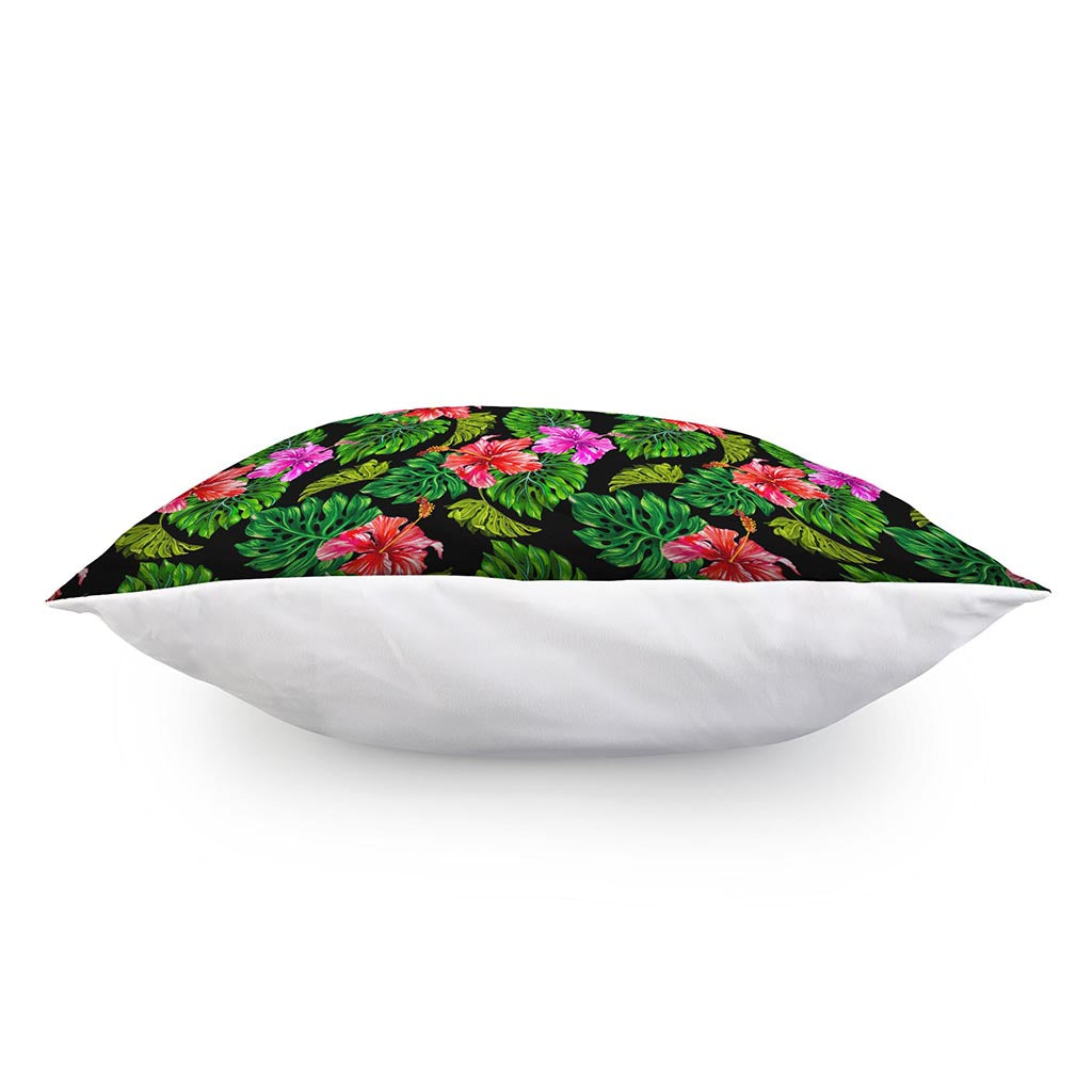 Monstera Hibiscus Hawaii Pattern Print Pillow Cover