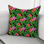 Monstera Hibiscus Hawaii Pattern Print Pillow Cover