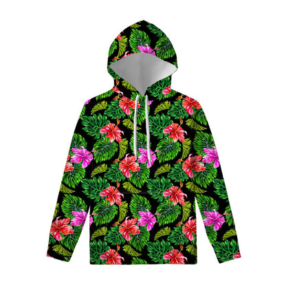 Monstera Hibiscus Hawaii Pattern Print Pullover Hoodie