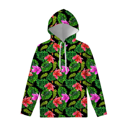 Monstera Hibiscus Hawaii Pattern Print Pullover Hoodie