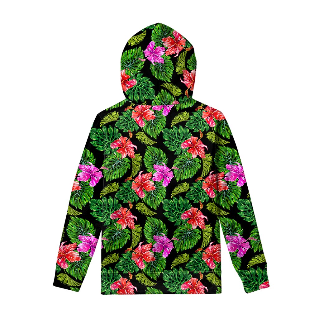 Monstera Hibiscus Hawaii Pattern Print Pullover Hoodie