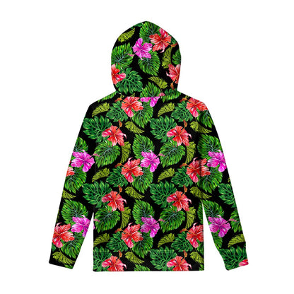 Monstera Hibiscus Hawaii Pattern Print Pullover Hoodie