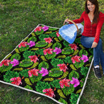 Monstera Hibiscus Hawaii Pattern Print Quilt