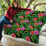 Monstera Hibiscus Hawaii Pattern Print Quilt