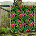Monstera Hibiscus Hawaii Pattern Print Quilt