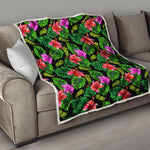 Monstera Hibiscus Hawaii Pattern Print Quilt